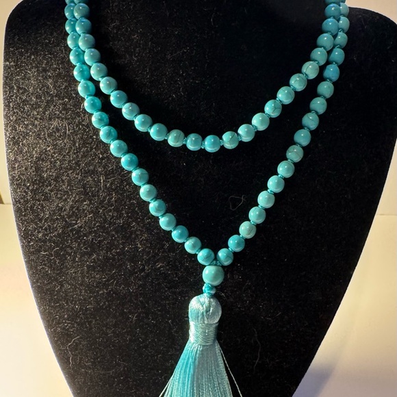 1pc Boho Chic 108 Bead Turquoise Mala Necklace, 6mm Synthetic Faux Gemstone, - Picture 10 of 12